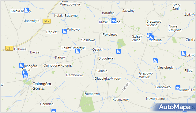 mapa Długołęka gmina Opinogóra Górna, Długołęka gmina Opinogóra Górna na mapie Targeo