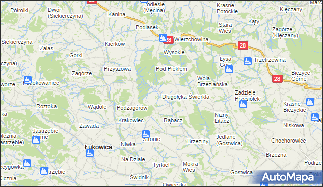 mapa Długołęka-Świerkla, Długołęka-Świerkla na mapie Targeo