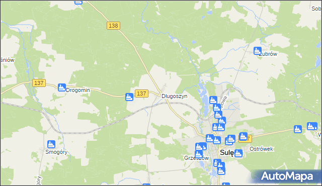 mapa Długoszyn, Długoszyn na mapie Targeo