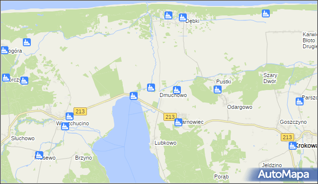 mapa Dmuchowo gmina Krokowa, Dmuchowo gmina Krokowa na mapie Targeo