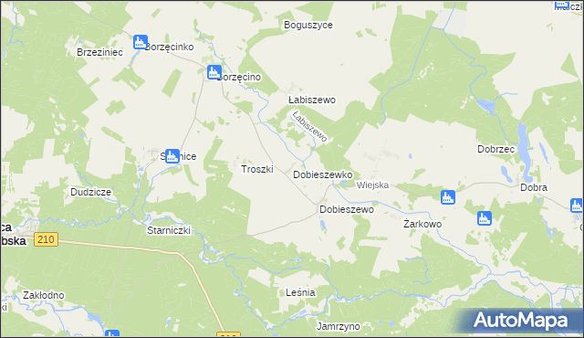 mapa Dobieszewko gmina Dębnica Kaszubska, Dobieszewko gmina Dębnica Kaszubska na mapie Targeo