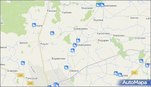 mapa Dobieszewko gmina Kcynia, Dobieszewko gmina Kcynia na mapie Targeo