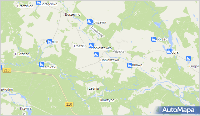 mapa Dobieszewo gmina Dębnica Kaszubska, Dobieszewo gmina Dębnica Kaszubska na mapie Targeo