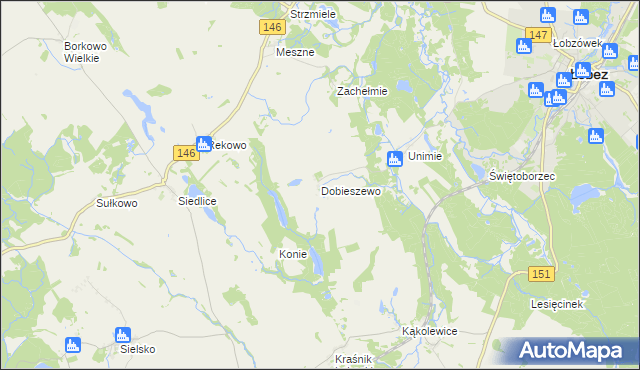 mapa Dobieszewo gmina Łobez, Dobieszewo gmina Łobez na mapie Targeo