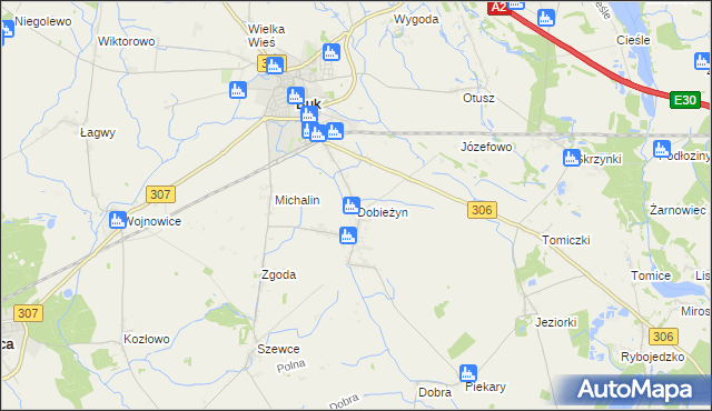 mapa Dobieżyn, Dobieżyn na mapie Targeo