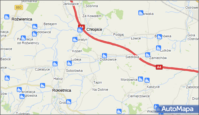 mapa Dobkowice gmina Chłopice, Dobkowice gmina Chłopice na mapie Targeo