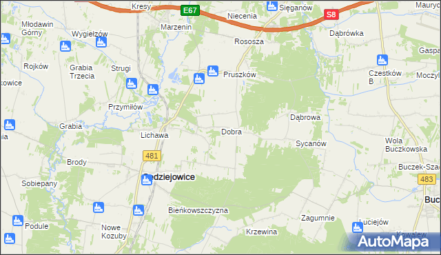 mapa Dobra gmina Sędziejowice, Dobra gmina Sędziejowice na mapie Targeo