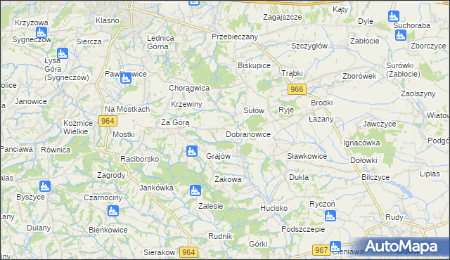 mapa Dobranowice gmina Wieliczka, Dobranowice gmina Wieliczka na mapie Targeo