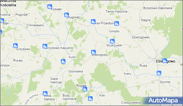 mapa Dobrogosty gmina Dzierzgowo, Dobrogosty gmina Dzierzgowo na mapie Targeo