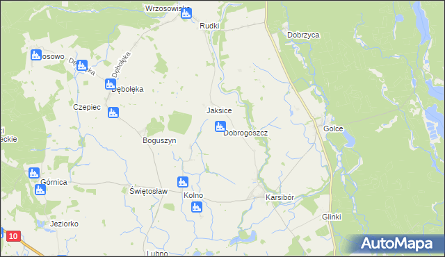 mapa Dobrogoszcz gmina Wałcz, Dobrogoszcz gmina Wałcz na mapie Targeo
