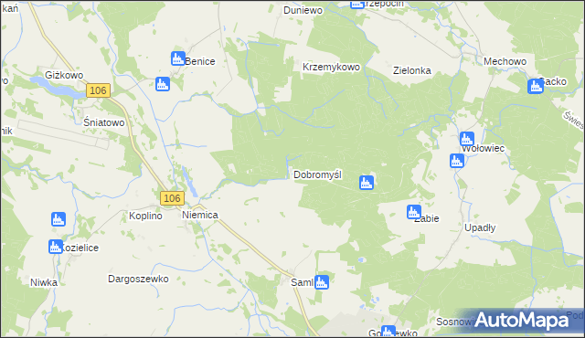 mapa Dobromyśl gmina Golczewo, Dobromyśl gmina Golczewo na mapie Targeo