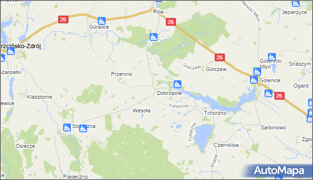 mapa Dobropole gmina Trzcińsko-Zdrój, Dobropole gmina Trzcińsko-Zdrój na mapie Targeo