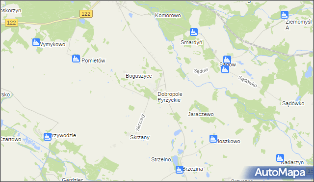 mapa Dobropole Pyrzyckie, Dobropole Pyrzyckie na mapie Targeo