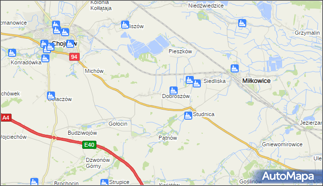 mapa Dobroszów gmina Chojnów, Dobroszów gmina Chojnów na mapie Targeo