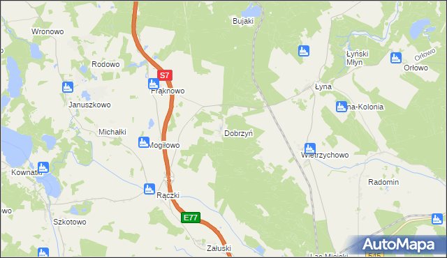 mapa Dobrzyń gmina Nidzica, Dobrzyń gmina Nidzica na mapie Targeo