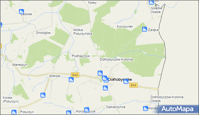 mapa Dołhobyczów-Kolonia, Dołhobyczów-Kolonia na mapie Targeo