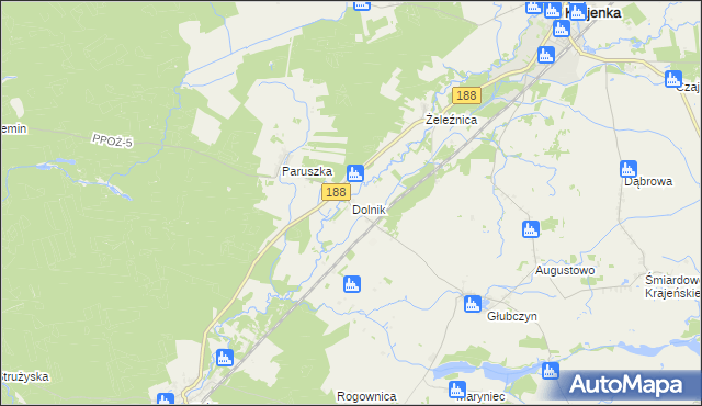 mapa Dolnik gmina Krajenka, Dolnik gmina Krajenka na mapie Targeo