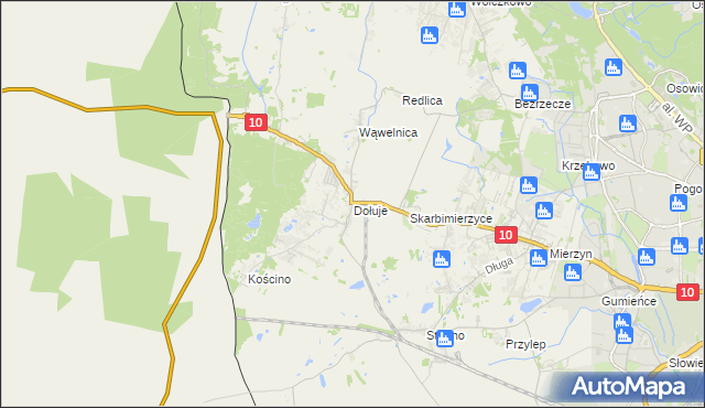 mapa Dołuje, Dołuje na mapie Targeo