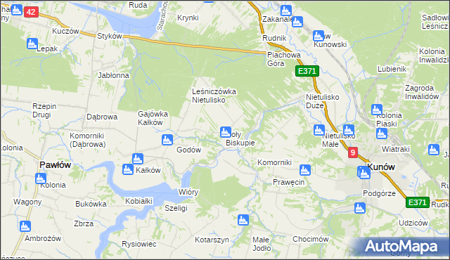 mapa Doły Biskupie, Doły Biskupie na mapie Targeo