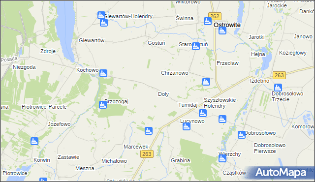 mapa Doły gmina Ostrowite, Doły gmina Ostrowite na mapie Targeo