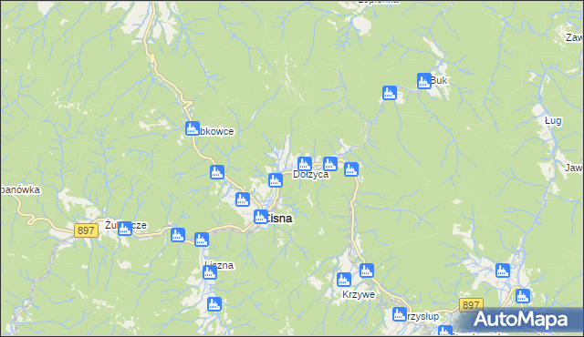 mapa Dołżyca gmina Cisna, Dołżyca gmina Cisna na mapie Targeo