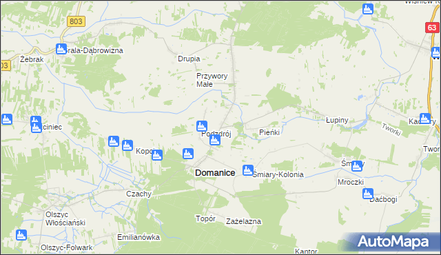 mapa Domanice-Kolonia, Domanice-Kolonia na mapie Targeo