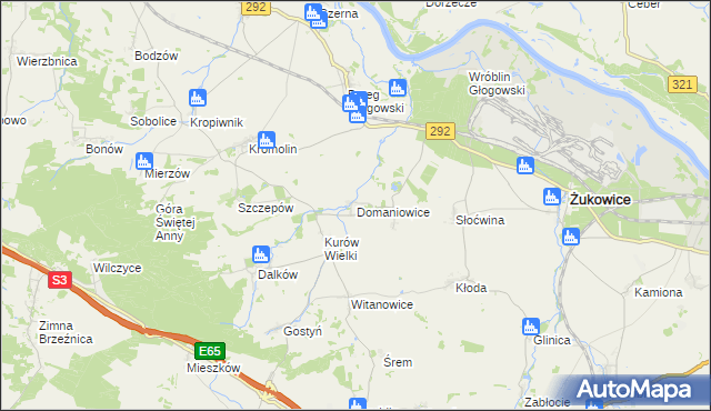 mapa Domaniowice, Domaniowice na mapie Targeo