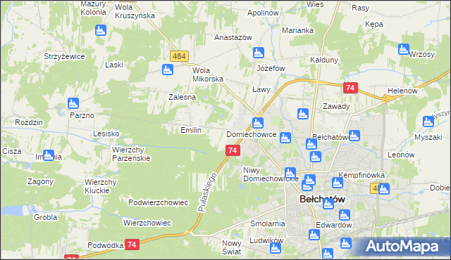 mapa Domiechowice, Domiechowice na mapie Targeo