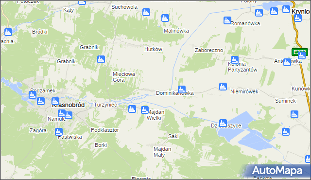 mapa Dominikanówka, Dominikanówka na mapie Targeo