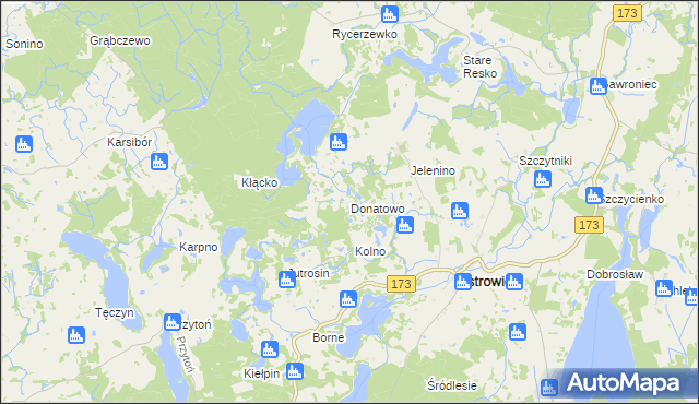 mapa Donatowo gmina Ostrowice, Donatowo gmina Ostrowice na mapie Targeo