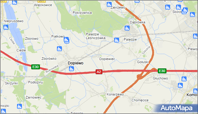 mapa Dopiewiec, Dopiewiec na mapie Targeo