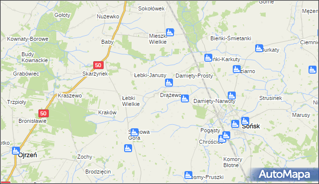 mapa Drążewo, Drążewo na mapie Targeo