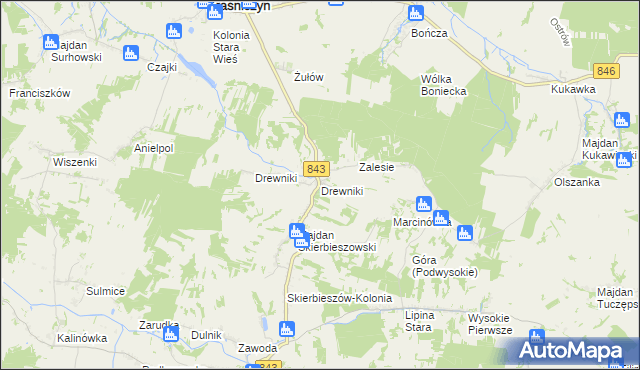 mapa Drewniki gmina Skierbieszów, Drewniki gmina Skierbieszów na mapie Targeo