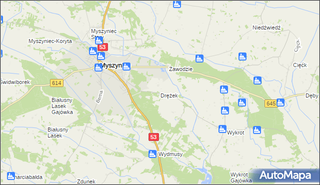 mapa Drężek, Drężek na mapie Targeo