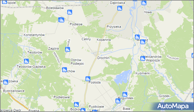 mapa Drochlin gmina Lelów, Drochlin gmina Lelów na mapie Targeo