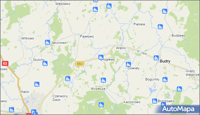 mapa Droglewo, Droglewo na mapie Targeo