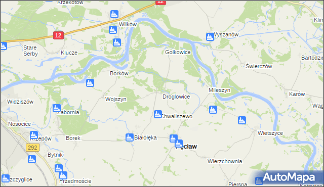 mapa Droglowice, Droglowice na mapie Targeo