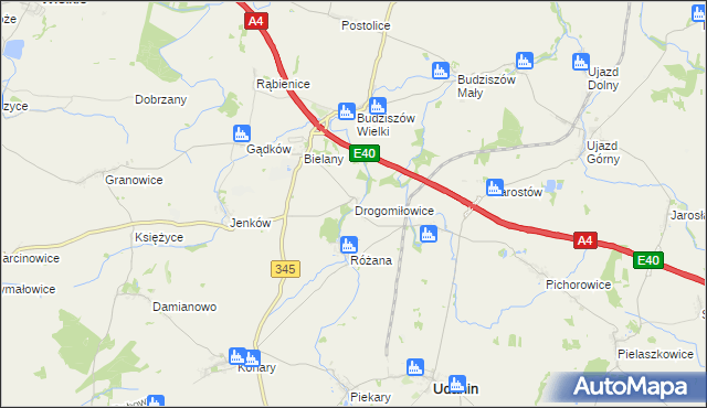 mapa Drogomiłowice, Drogomiłowice na mapie Targeo