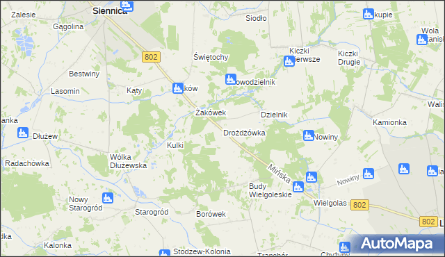 mapa Drożdżówka, Drożdżówka na mapie Targeo