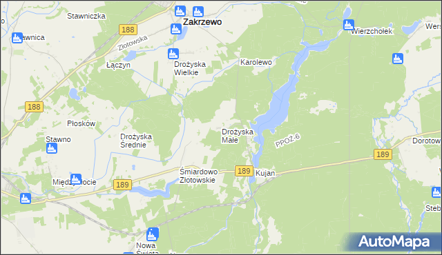 mapa Drożyska Małe, Drożyska Małe na mapie Targeo