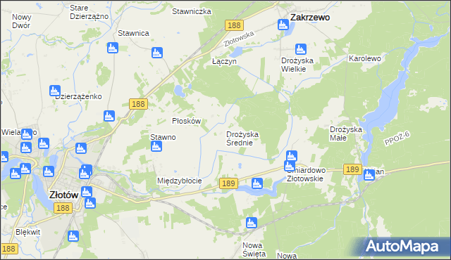 mapa Drożyska Średnie, Drożyska Średnie na mapie Targeo