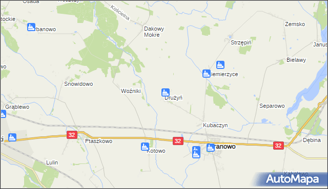 mapa Drużyń, Drużyń na mapie Targeo