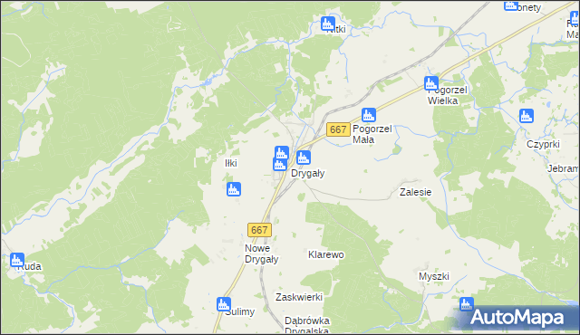 mapa Drygały, Drygały na mapie Targeo