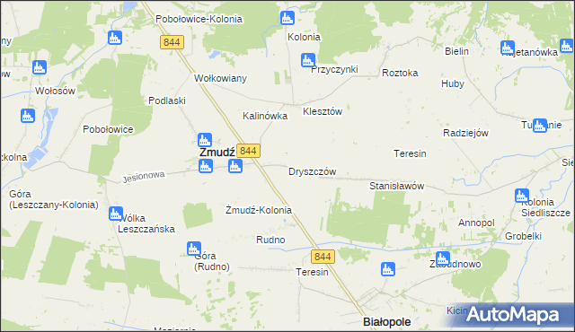 mapa Dryszczów, Dryszczów na mapie Targeo