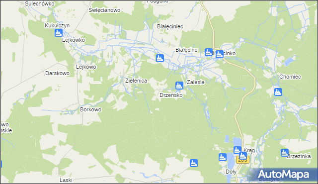 mapa Drzeńsko gmina Malechowo, Drzeńsko gmina Malechowo na mapie Targeo