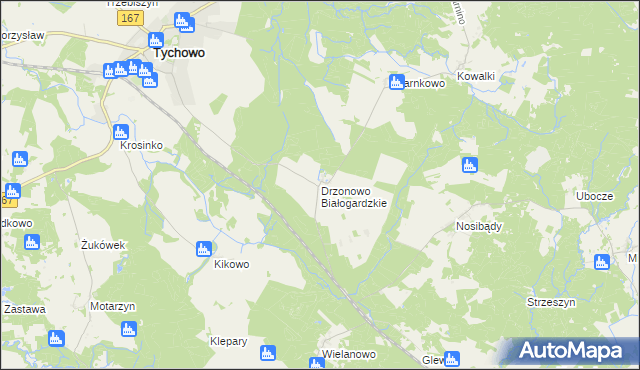 mapa Drzonowo Białogardzkie, Drzonowo Białogardzkie na mapie Targeo