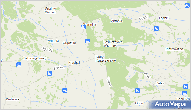 mapa Dudy Puszczańskie, Dudy Puszczańskie na mapie Targeo