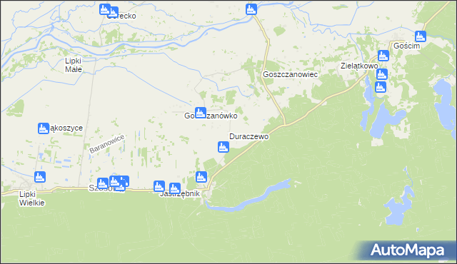 mapa Duraczewo, Duraczewo na mapie Targeo