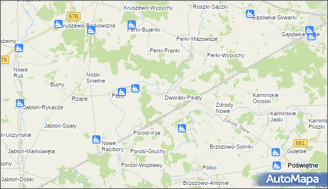 mapa Dworaki-Pikaty, Dworaki-Pikaty na mapie Targeo