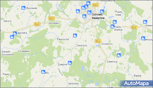 mapa Dwórzno gmina Górowo Iławeckie, Dwórzno gmina Górowo Iławeckie na mapie Targeo